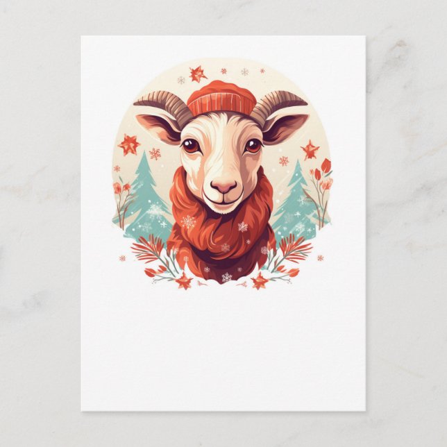 Christmas Goat Art Postcard (Front)