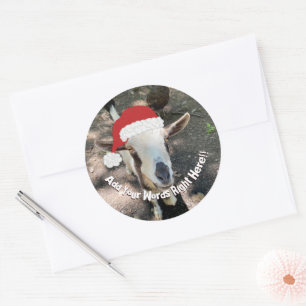 Christmas Goat Custom Message Classic Round Sticker