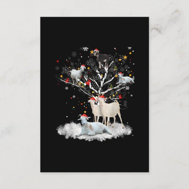 Christmas Goat On Tree Funny Santa Goat Lover Gift Enclosure Card (Front)