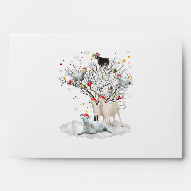 Christmas Goat On Tree Funny Santa Goat Lover Gift Envelope (Front)