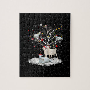 Christmas Goat On Tree Funny Santa Goat Lover Gift Jigsaw Puzzle