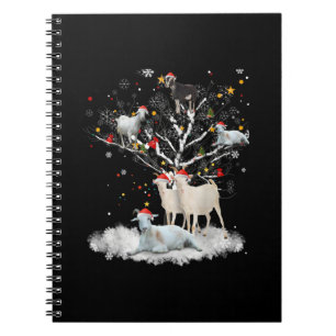 Christmas Goat On Tree Funny Santa Goat Lover Gift Notebook