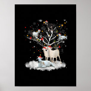 Christmas Goat On Tree Funny Santa Goat Lover Gift Poster