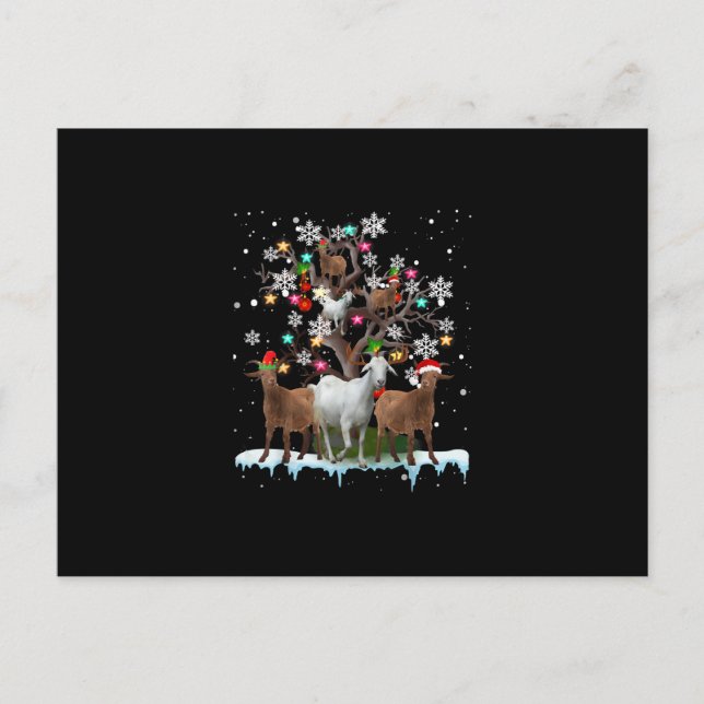 Christmas Goat On Tree Santa Goat Lover Announcement Postcard (Front)