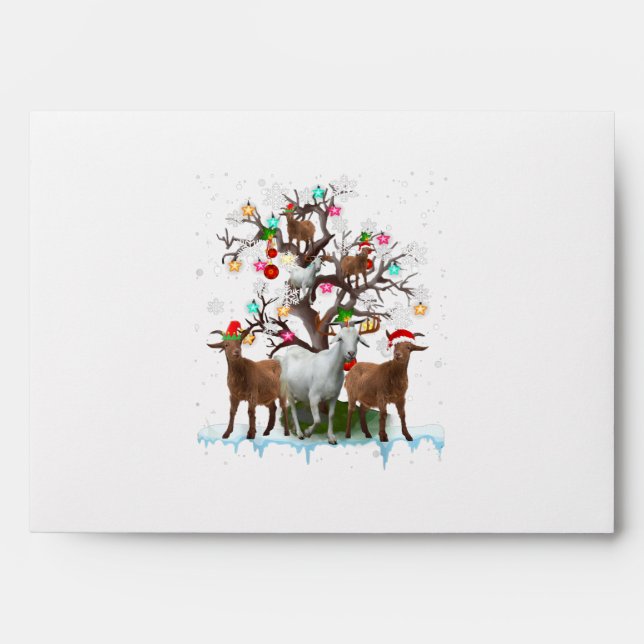 Christmas Goat On Tree Santa Goat Lover Envelope (Front)
