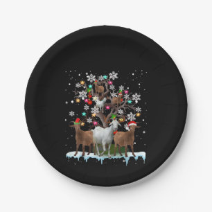 Christmas Goat On Tree Santa Goat Lover's Paper Plate