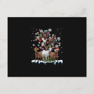 Christmas Goat On Tree Santa Goat Lover's Postcard