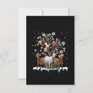 Christmas Goat On Tree Santa Goat Lover's Thank You Card
