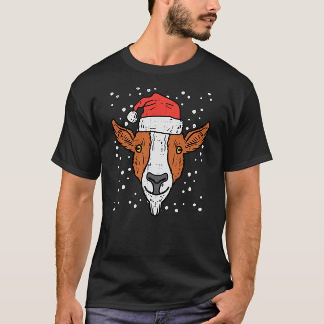 Christmas Goat Santa Funny Farm Animal Xmas Men Wo T-Shirt (Front)