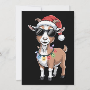 Christmas Goat Santa Hat Sunglasses Lights Farm Invitation