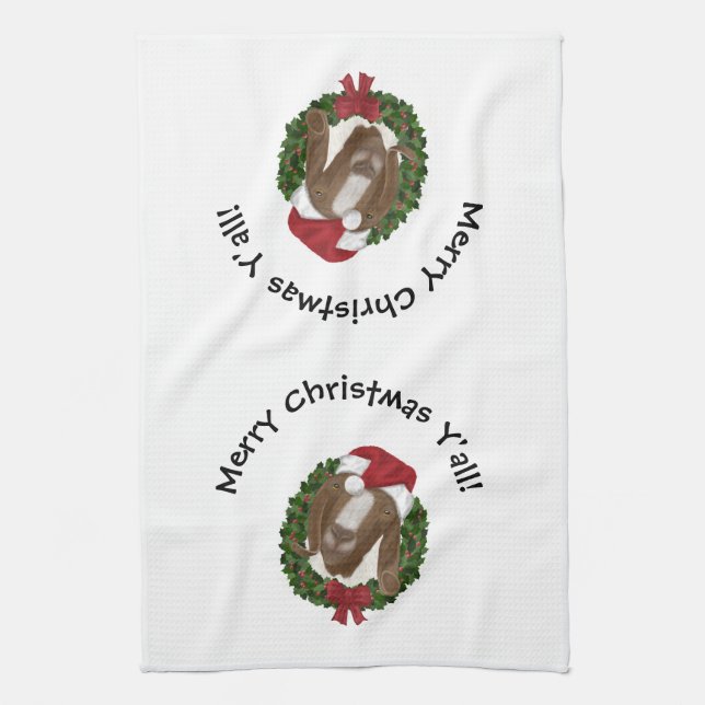 Christmas Goat Tea Towel (Vertical)