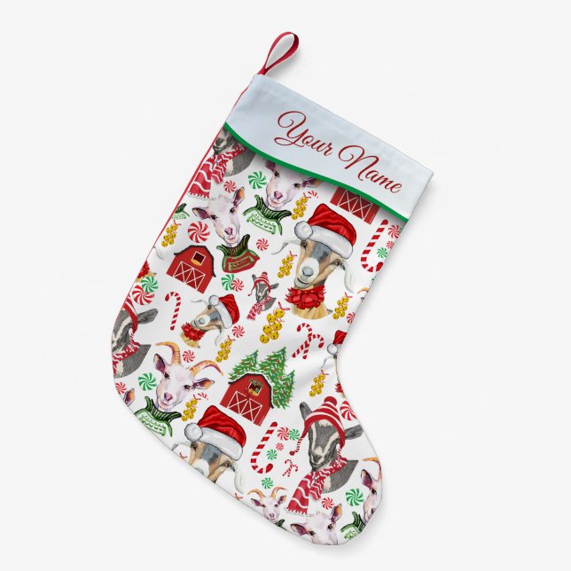 Christmas GOATS Candy and Jingle Bells Small Christmas Stocking (Front (Hanging))