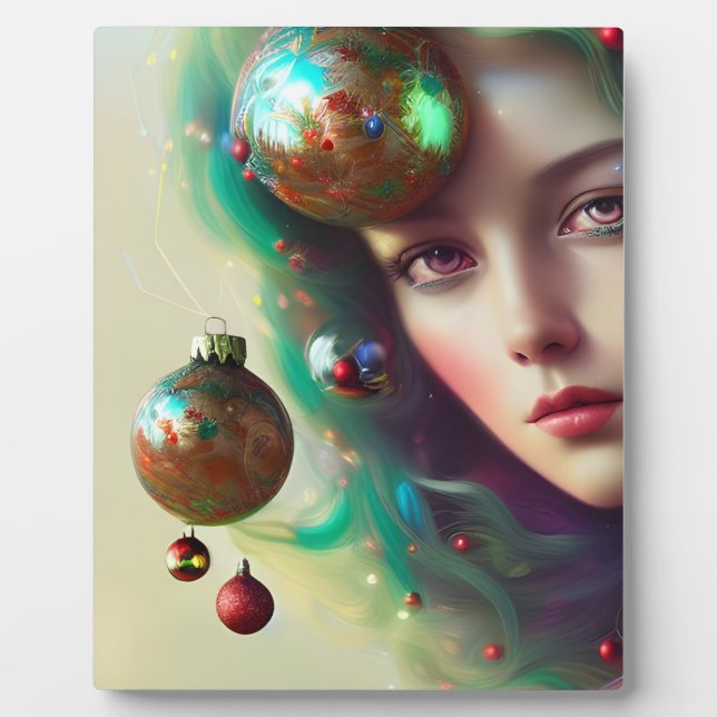 Christmas Goddess Tabletop Plaque with Easel (Front)