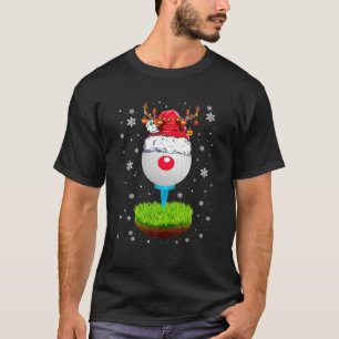 Christmas Goft Reindeer Funny Santa Hat Golf Lover T-Shirt