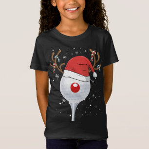 Christmas Goft Reindeer Funny Santa Hat Golf Lover T-Shirt
