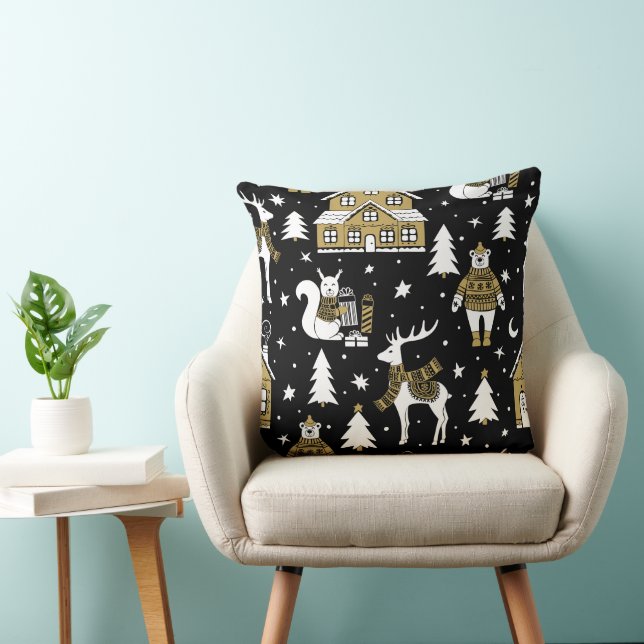 Christmas Gold 20x20 Throw Pillow (Chair)