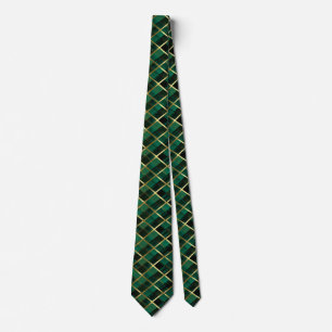 Christmas Gold And Green Plaid Pattern Tie