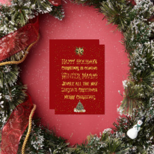Christmas Gold and Red Word Art Gold