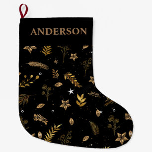 Christmas Gold Arch Black modern family gift Large Christmas Stocking