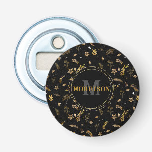 Christmas Gold Arch elegant modern monogram Black Bottle Opener