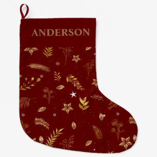 Christmas Gold Arch Red modern family gift  Large Christmas Stocking