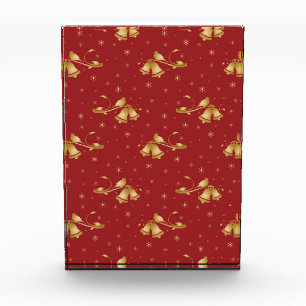 Christmas Gold bells on red pattern Photo Block