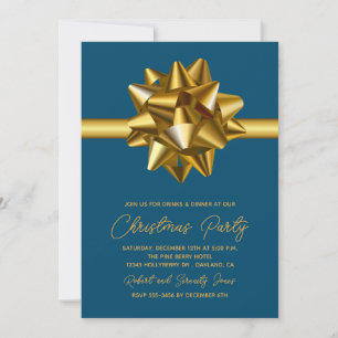 Christmas Gold Bow Party Invitation