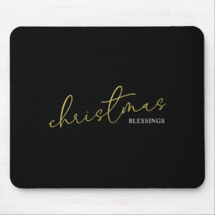 Christmas Gold Calligraphy Script Modern Blessings Mouse Pad