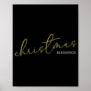 Christmas Gold Calligraphy Script Modern Blessings Poster