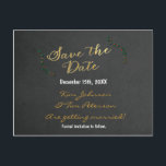 Christmas Gold Chalkboard Holly Postcard Save Date<br><div class="desc">Christmas Gold Chalkboard Holly Postcard Save the Date. Matching items in my store.</div>
