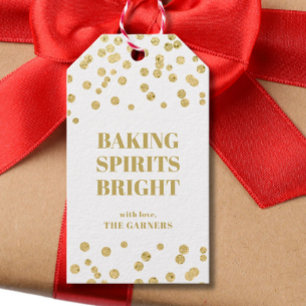 Christmas Gold Confetti Baking Spirits Gift Tags