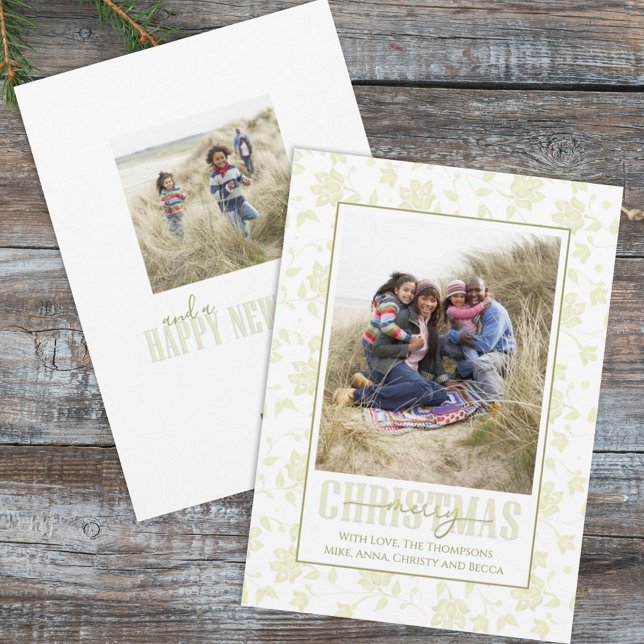 Christmas Gold Elegant Floral Holiday Two Card (Creator Uploaded)