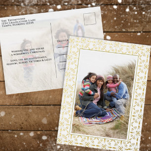 Christmas Gold Elegant Frame Two Photo Holiday