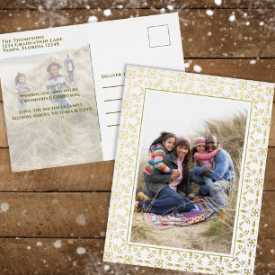 Christmas Gold Elegant Frame Two Photo Holiday