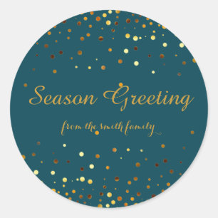 Christmas Gold Faux Glitter Festive Classic Round Sticker