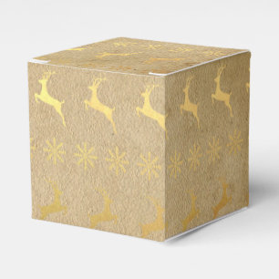 Christmas Gold Foil Reindeer and Snowflake Favour Box