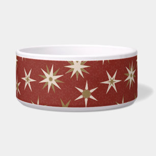 Christmas Gold Geo Stars - on red pattern.