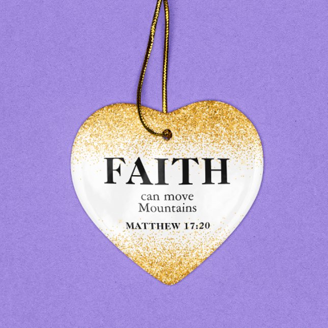  Christmas Gold Glitter Bible Verse Faith Heart Ceramic Tree Decoration (Creator Uploaded)