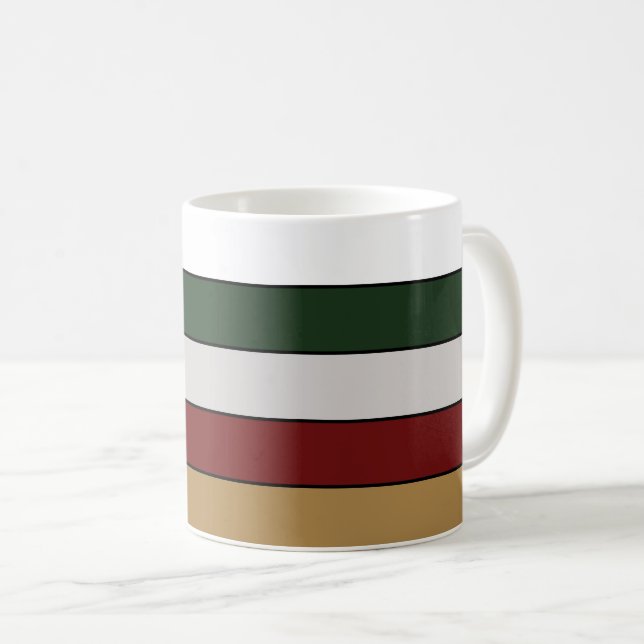 Christmas Gold Green Red Silver And White Stripes  Coffee Mug (Front Right)