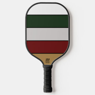 Christmas Gold Green Red Silver And White Stripes Pickleball Paddle
