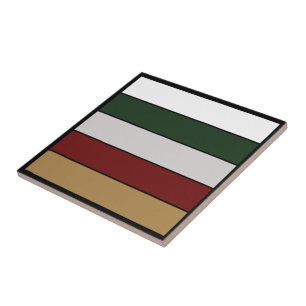 Christmas Gold Green Red Silver And White Stripes Tile