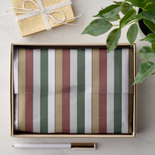 Christmas Gold Green Red Silver And White Stripes  Tissue Paper