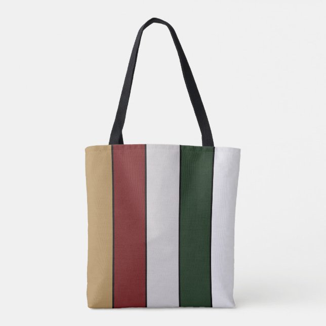 Christmas Gold Green Red Silver And White Stripes  Tote Bag (Back)