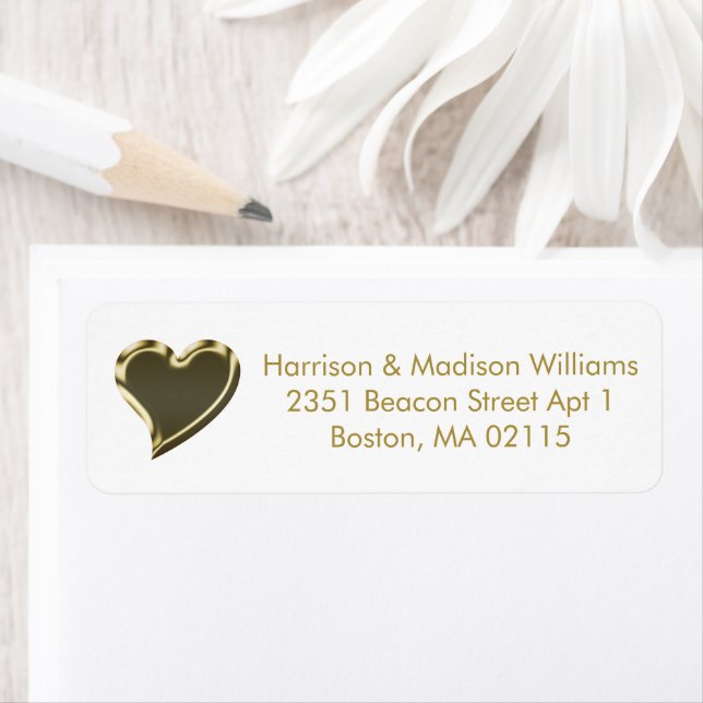 Christmas gold heart custom Return Address  (Insitu)
