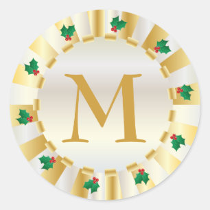 Christmas Gold Holly Monogram Envelope Seal