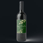 Christmas Gold Leaves on Holiday Forest Green Wine Label<br><div class="desc">Christmas Gold Leaves on Holiday Forest Green Wine Labels. Take them a gift they won't forget with these custom wine labels featuring our stylish gold foil style watercolor leaves and modern typography. Designed to complement our Elegant Gold Leaves Christmas Collection.</div>