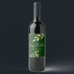 Christmas Gold Leaves on Holiday Forest Green Wine Label<br><div class="desc">Christmas Gold Leaves on Holiday Forest Green Wine Labels. Take them a gift they won't forget with these custom wine labels featuring our stylish gold foil style watercolor leaves and modern typography. Designed to complement our Elegant Gold Leaves Christmas Collection.</div>