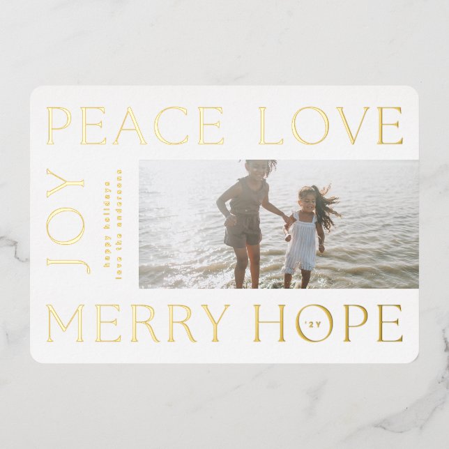 Christmas Gold Letters MERRY JOY PEACE LOVE photo (Front)