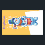 Christmas gold rectangle sticker Snowman drummer.<br><div class="desc">Christmas gold rectangular sticker Snowman drummer. and other Snowfolk. Winter Wonderland snowmen. Change the text - add a name - it's so easy! Loveable wintery snowmen and snowgirl characters playing their instruments in a Christmas band. Also check out the matching loveable wintery characters with skating penguins, sledging snowgirls, skiing snowmen...</div>