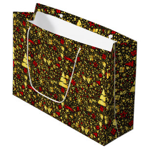 Christmas gold red black large gift bag